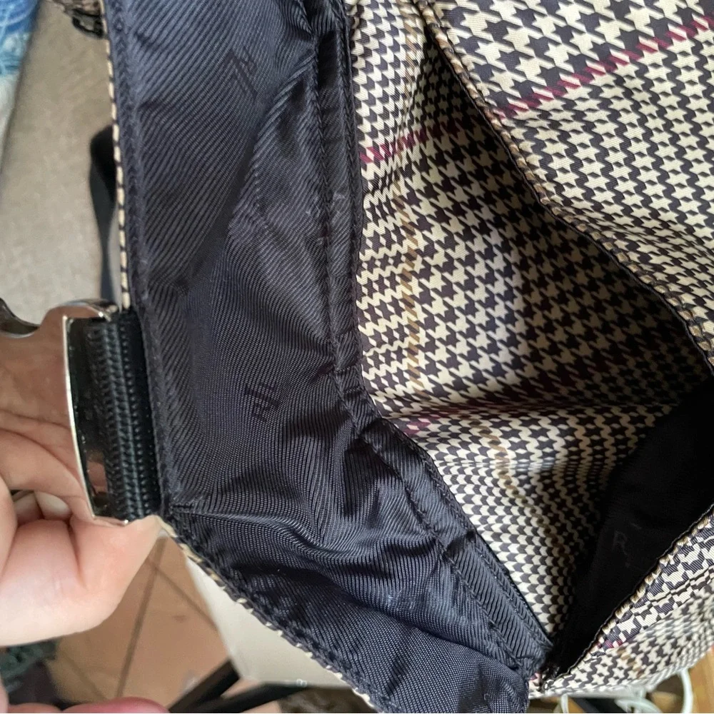 Lauren Ralph Lauren Crossbody Houndstooth Zip/Buckle travel gym nylon duffle bag
